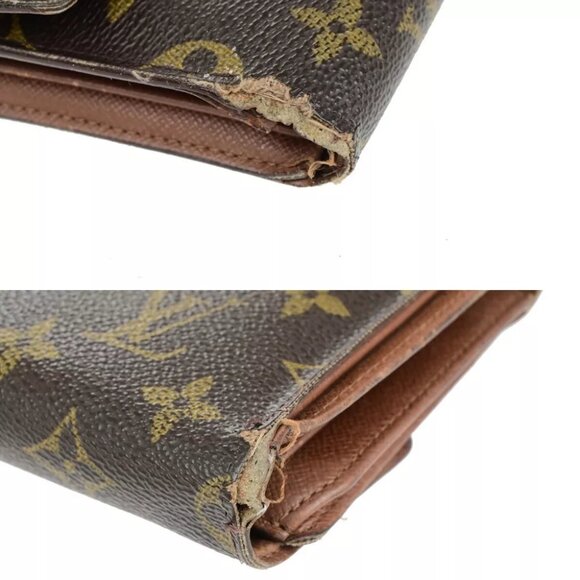LOUIS VUITTON 3 Set Trifold Wallet Monogram Damier Ebene Leather Brown - Picture 9 of 9